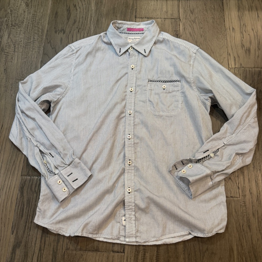 Tommy Bahama Jeans Island Crafted Striped Button Up Shirt Womens Large
